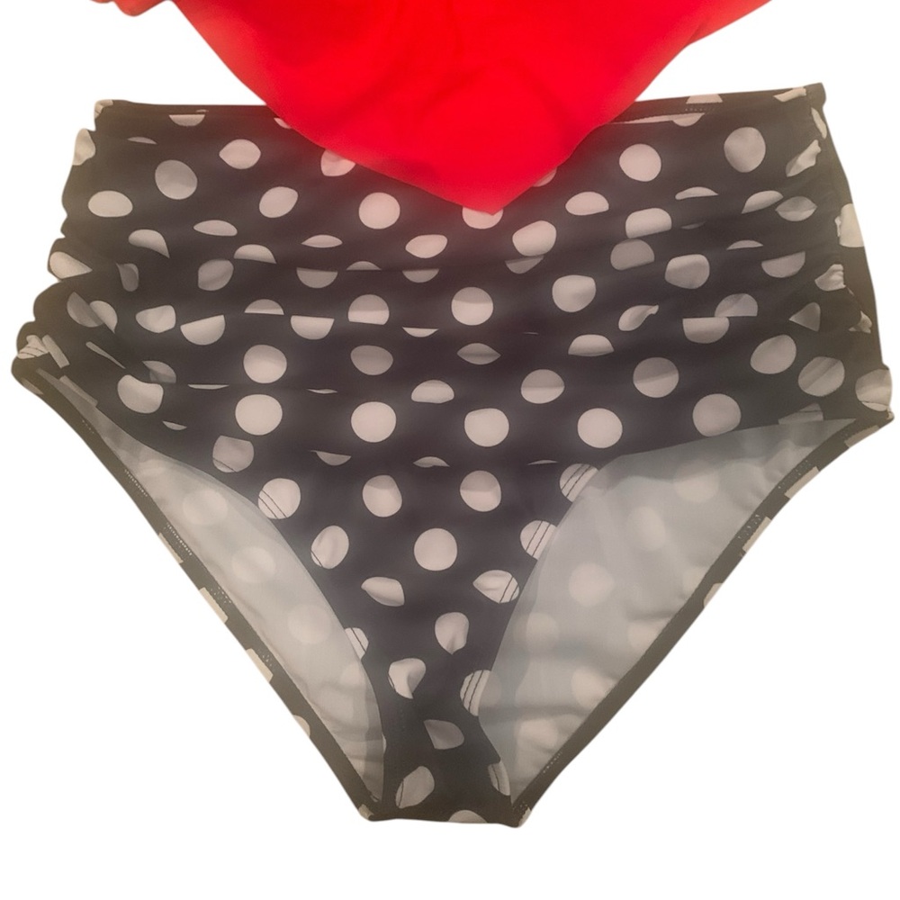 Red Ruffled Tankini Set - Picture 2 of 5